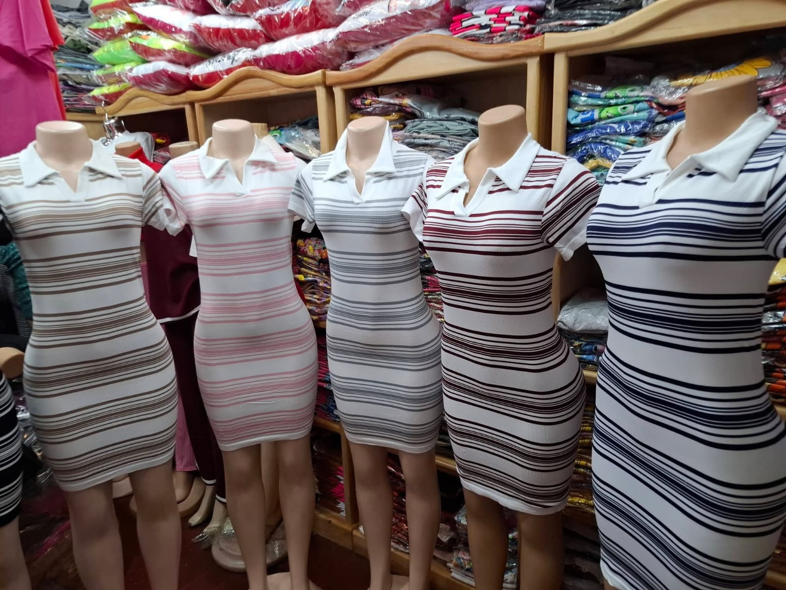 Vestido Corto  Tipo Polo rayas 